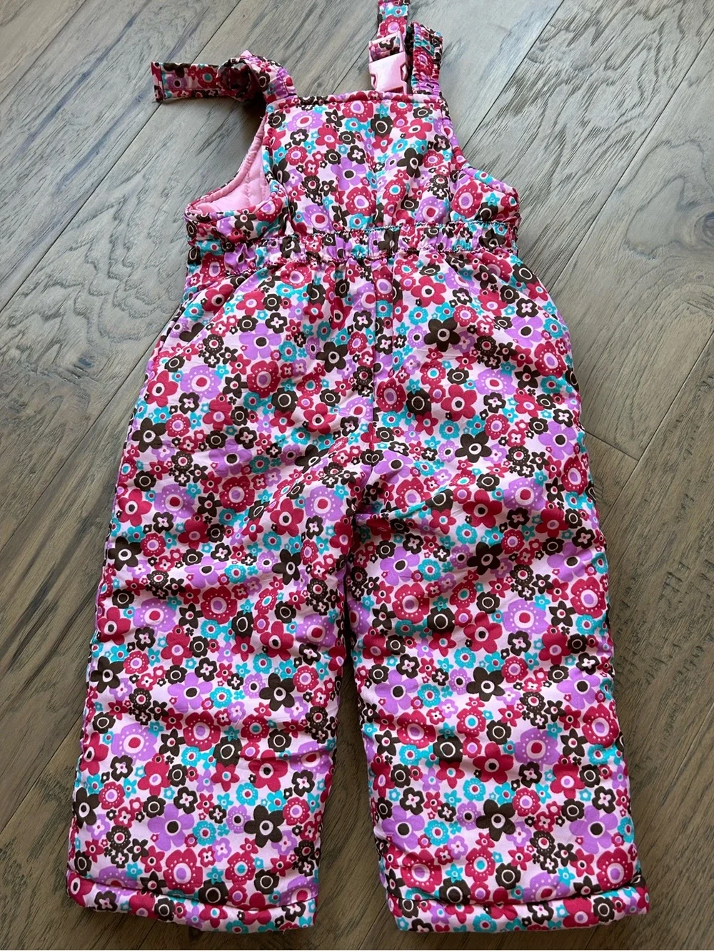 Oshkosh B'Gosh Pink Floral Ski Pants Bib Overalls Snowsuit Size 24 Month